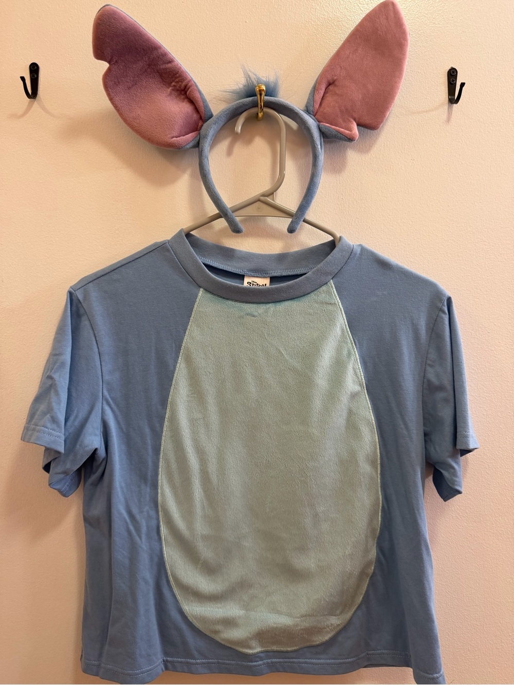 Disney Light Blue & Sky Blue Short Sleeve cropped adult small tee